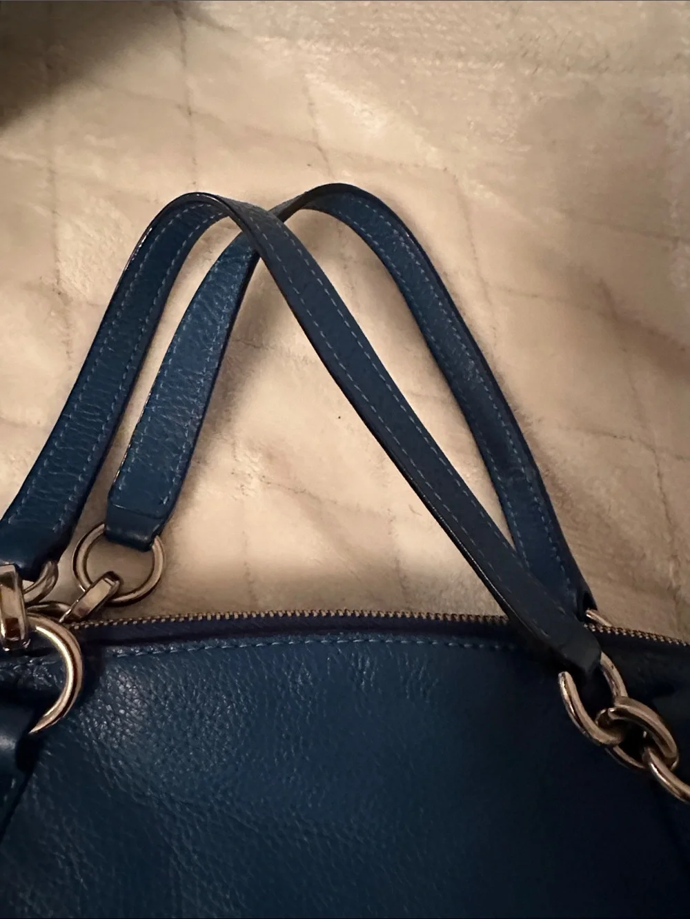 Coach Teal Leather Tote with Gold Hardware